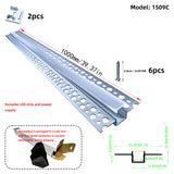 LED gypsum board profile - 1 meter, aluminum profile, recessed, with airflow channels and diffuser, for indirect roof lighting. Available in PC material white and black shades, and silicone shades