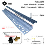 LED gypsum board profile - 1 meter, aluminum profile, recessed, with airflow channels and diffuser, for indirect roof lighting. Available in PC material white and black shades, and silicone shades