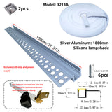 LED gypsum board profile - 1 meter, aluminum profile, recessed, with airflow channels and diffuser, for indirect roof lighting. Available in PC material white and black shades, and silicone shades