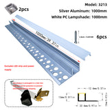 LED gypsum board profile - 1 meter, aluminum profile, recessed, with airflow channels and diffuser, for indirect roof lighting. Available in PC material white and black shades, and silicone shades