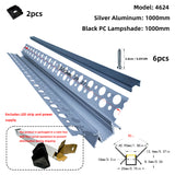 LED gypsum board profile - 1 meter, aluminum profile, recessed, with airflow channels and diffuser, for indirect roof lighting. Available in PC material white and black shades, and silicone shades