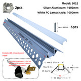 LED gypsum board profile - 1 meter, aluminum profile, recessed, with airflow channels and diffuser, for indirect roof lighting. Available in PC material white and black shades, and silicone shades