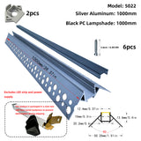 LED gypsum board profile - 1 meter, aluminum profile, recessed, with airflow channels and diffuser, for indirect roof lighting. Available in PC material white and black shades, and silicone shades