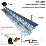LED gypsum board profile - 1 meter, aluminum profile, recessed, with airflow channels and diffuser, for indirect roof lighting. Available in PC material white and black shades, and silicone shades