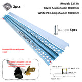 LED gypsum board profile - 1 meter, aluminum profile, recessed, with airflow channels and diffuser, for indirect roof lighting. Available in PC material white and black shades, and silicone shades