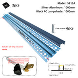 LED gypsum board profile - 1 meter, aluminum profile, recessed, with airflow channels and diffuser, for indirect roof lighting. Available in PC material white and black shades, and silicone shades