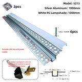 LED gypsum board profile - 1 meter, aluminum profile, recessed, with airflow channels and diffuser, for indirect roof lighting. Available in PC material white and black shades, and silicone shades