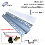 LED gypsum board profile - 1 meter, aluminum profile, recessed, with airflow channels and diffuser, for indirect roof lighting. Available in PC material white and black shades, and silicone shades