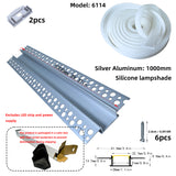 LED gypsum board profile - 1 meter, aluminum profile, recessed, with airflow channels and diffuser, for indirect roof lighting. Available in PC material white and black shades, and silicone shades