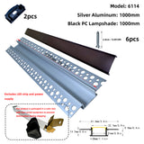 LED gypsum board profile - 1 meter, aluminum profile, recessed, with airflow channels and diffuser, for indirect roof lighting. Available in PC material white and black shades, and silicone shades