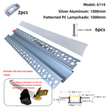 LED gypsum board profile - 1 meter, aluminum profile, recessed, with airflow channels and diffuser, for indirect roof lighting. Available in PC material white and black shades, and silicone shades