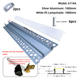 LED gypsum board profile - 1 meter, aluminum profile, recessed, with airflow channels and diffuser, for indirect roof lighting. Available in PC material white and black shades, and silicone shades