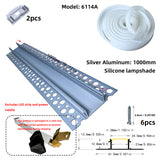 LED gypsum board profile - 1 meter, aluminum profile, recessed, with airflow channels and diffuser, for indirect roof lighting. Available in PC material white and black shades, and silicone shades