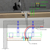 LED gypsum board profile - 1 meter, aluminum profile, recessed, with airflow channels and diffuser, for indirect roof lighting. Available in PC material white and black shades, and silicone shades