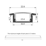 17x8(A)mm (5pack) 1m/3.3ft Hot sale aluminum profile for led display light with recessed installation