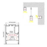 50x75mm (2pack) 1m/3.3ft Customized 50mm wide led extruded aluminum profile for led linear light