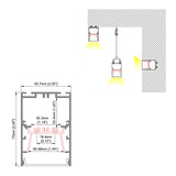 50x75mm (2pack) 1m/3.3ft Customized 50mm wide led extruded aluminum profile for led linear light
