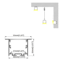 50x35(A)mm (5pack) 1m/3.3ft Square shape aluminum profile with flange for led linear light