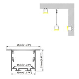 50x35(A)mm (5pack) 1m/3.3ft Square shape aluminum profile with flange for led linear light